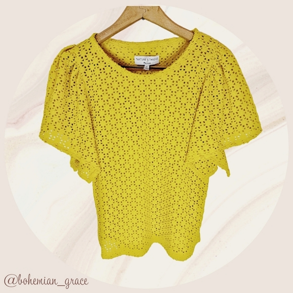 ⏰GONE 3/20!! Madewell Textured Flounce Sleeve Top *Like New* size XS